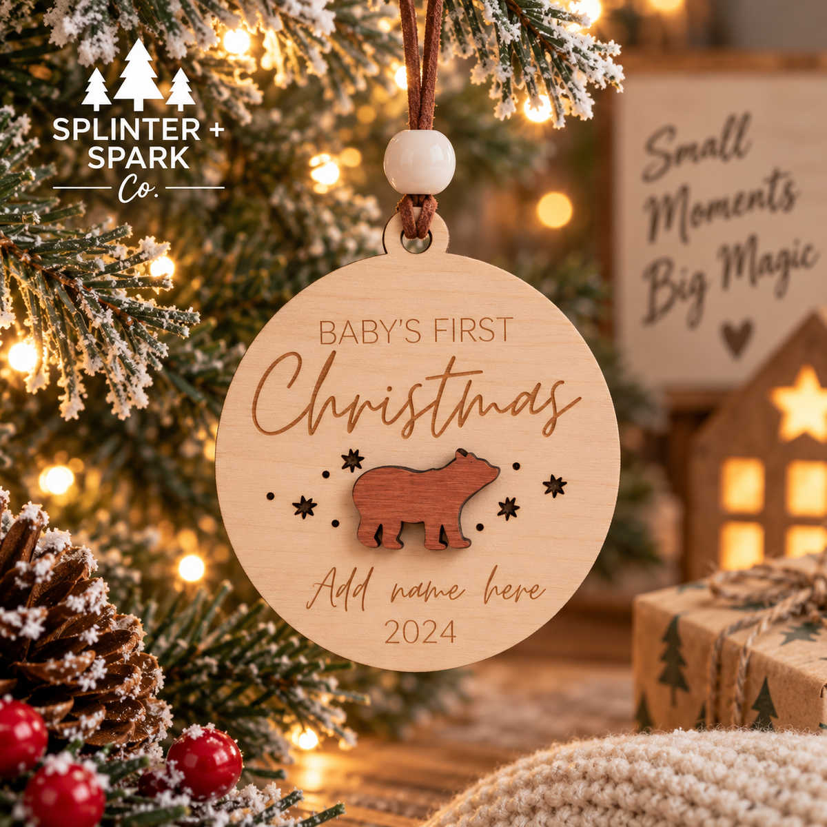 Baby's First Christmas - Little Bear - Personalized Ornament