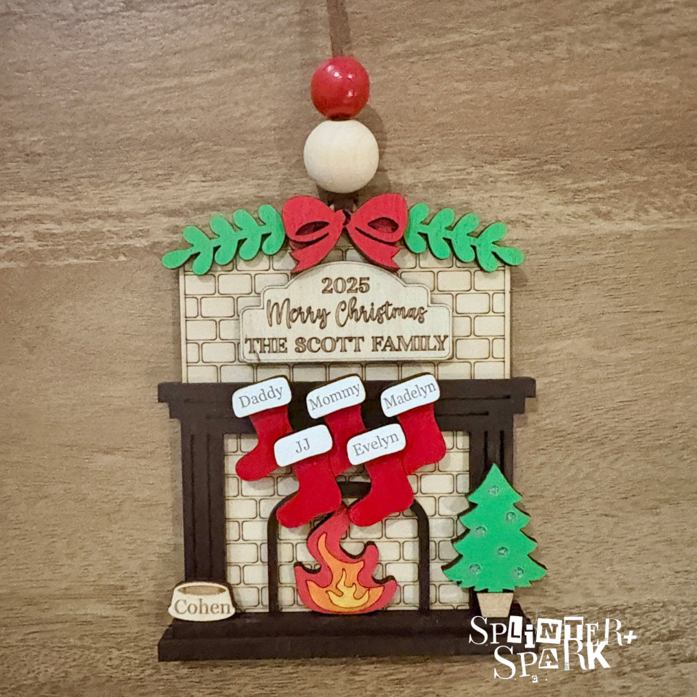 Custom Personalized Tree Ornament, Fireplace Family Names, London, ON