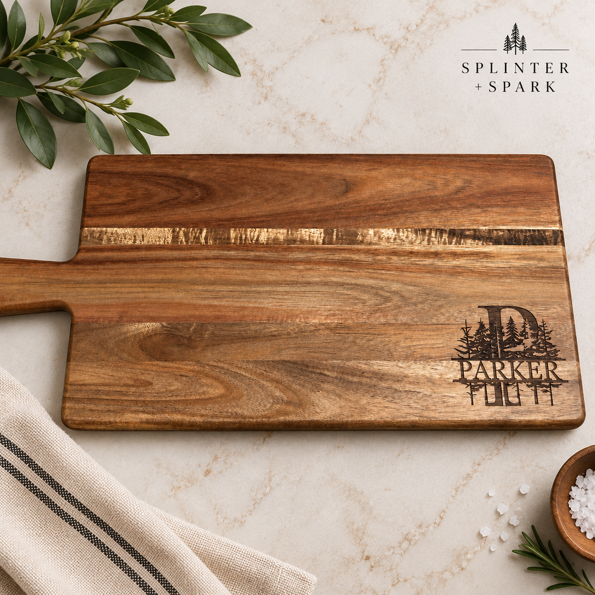Engraved Acacia Charcuterie Board - Personalized
