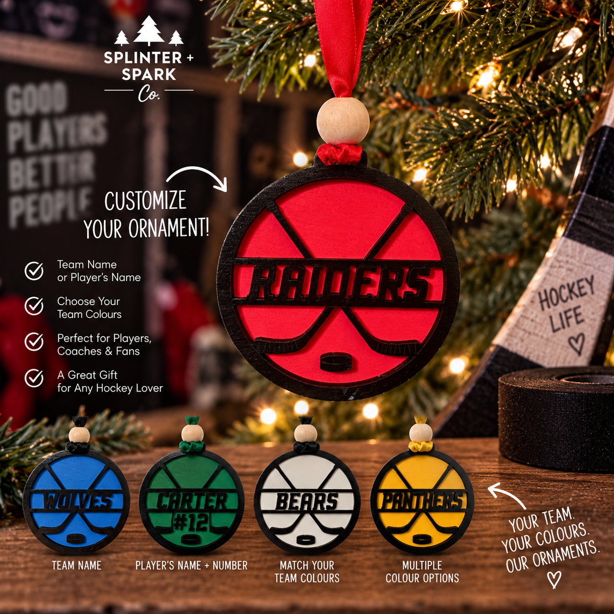 Hockey for the Holidays – Personalized Ornament