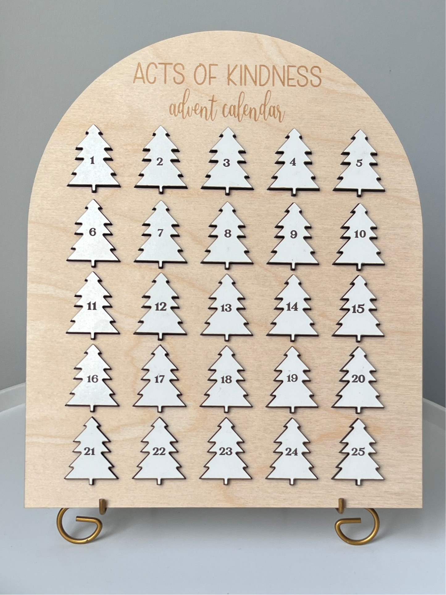 Acts of Kindness Advent Calendar. Laser engraved wood Christmas items. 2 sizes available. Splinter and Spark Co. London, Ontario