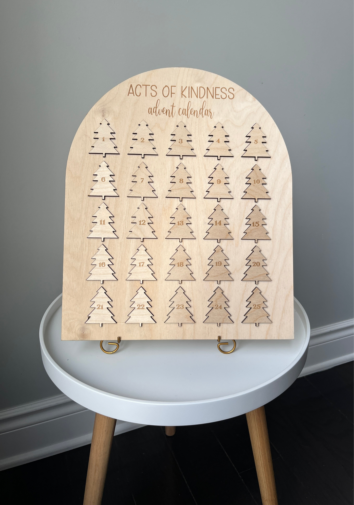 Acts of Kindness Advent Calendar. Laser engraved wood Christmas items. 2 sizes available. Splinter and Spark Co. London, Ontario