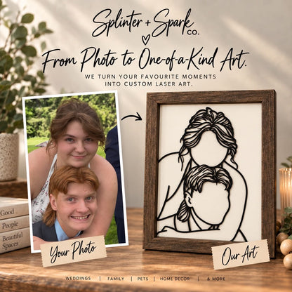 The Line + Timber Portrait - Your favourite photo, turned into custom handcrafted art