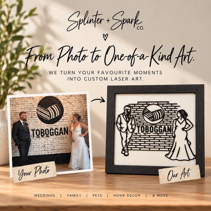 The Line + Timber Portrait - Your favourite photo, turned into custom handcrafted art