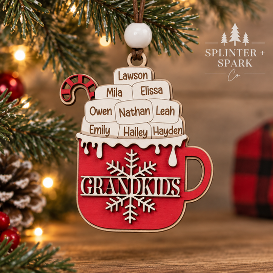 Hot Cocoa Mug - Personalized Family Ornament