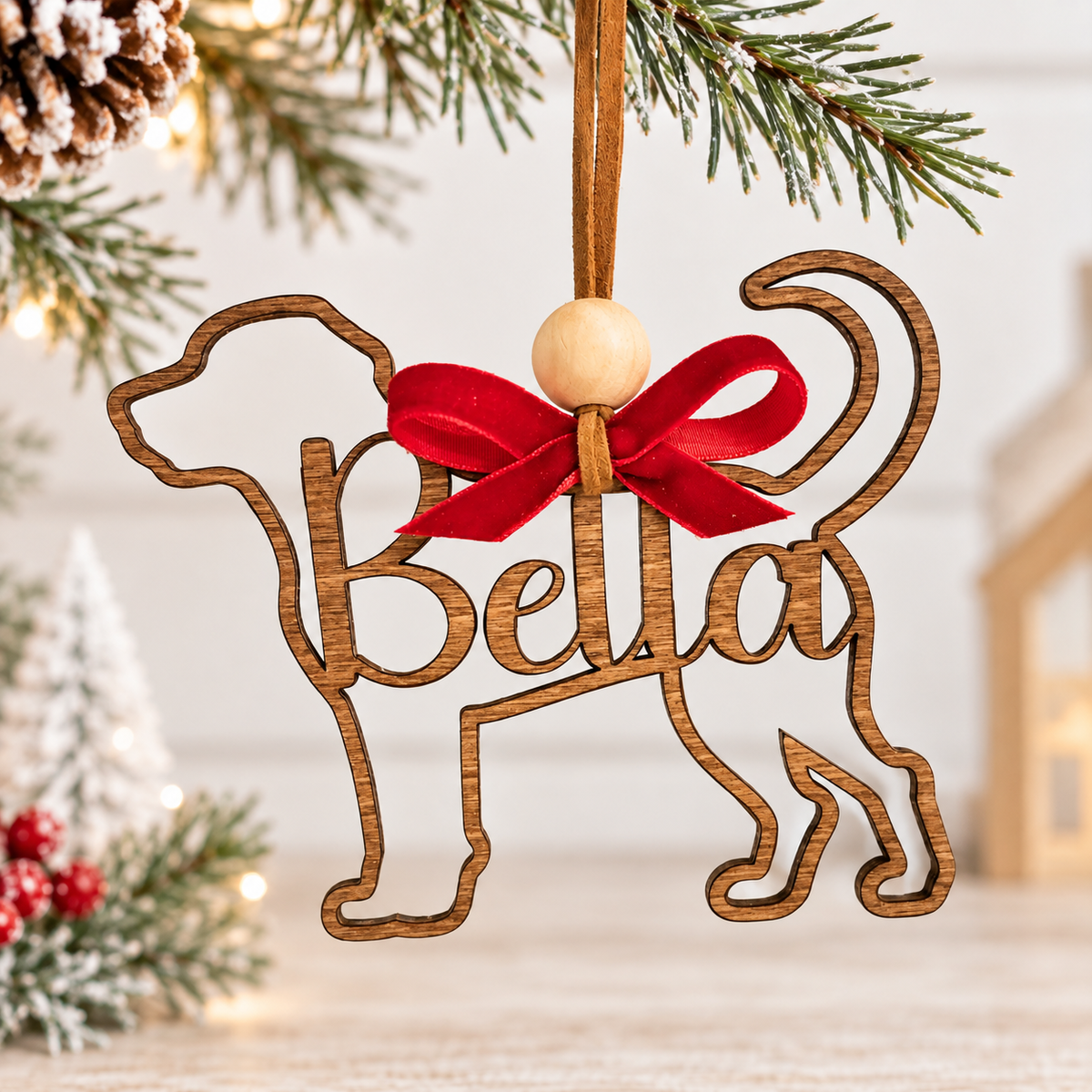 Dog Breed Line Art Ornament - Personalized