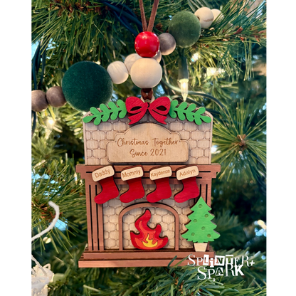 Personalized Family Fireplace - Tree Ornament