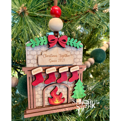 Personalized Family Fireplace - Tree Ornament