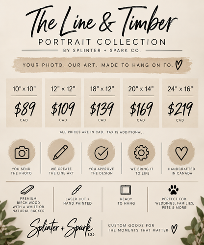 The Line + Timber Portrait - Your favourite photo, turned into custom handcrafted art