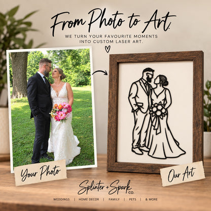 The Line + Timber Portrait - Your favourite photo, turned into custom handcrafted art