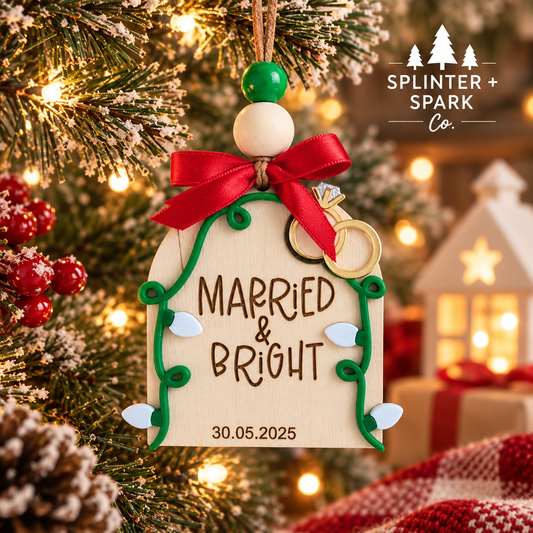 Married & Bright - Personalized Wedding Ornament