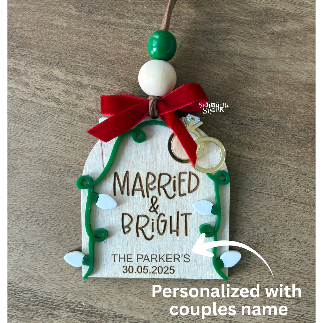 Married & Bright - Personalized Wedding Ornament