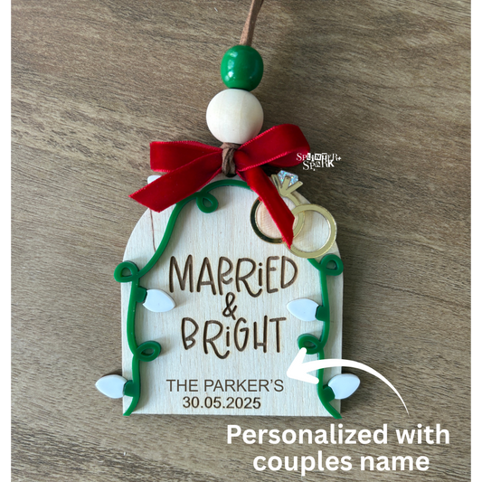Married & Bright - Personalized Wedding Ornament
