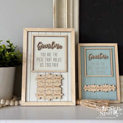 Puzzle Piece Sign - Personalized Mother's Day Gift - Custom Sign