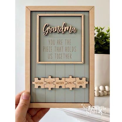 Puzzle Piece Sign - Personalized Mother's Day Gift - Custom Sign