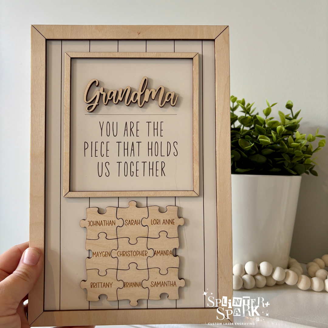 Puzzle Piece Sign - Personalized Mother's Day Gift - Custom Sign