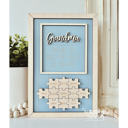 Puzzle Piece Sign - Personalized Mother's Day Gift - Custom Sign