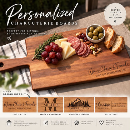 Engraved Acacia Charcuterie Board - Personalized