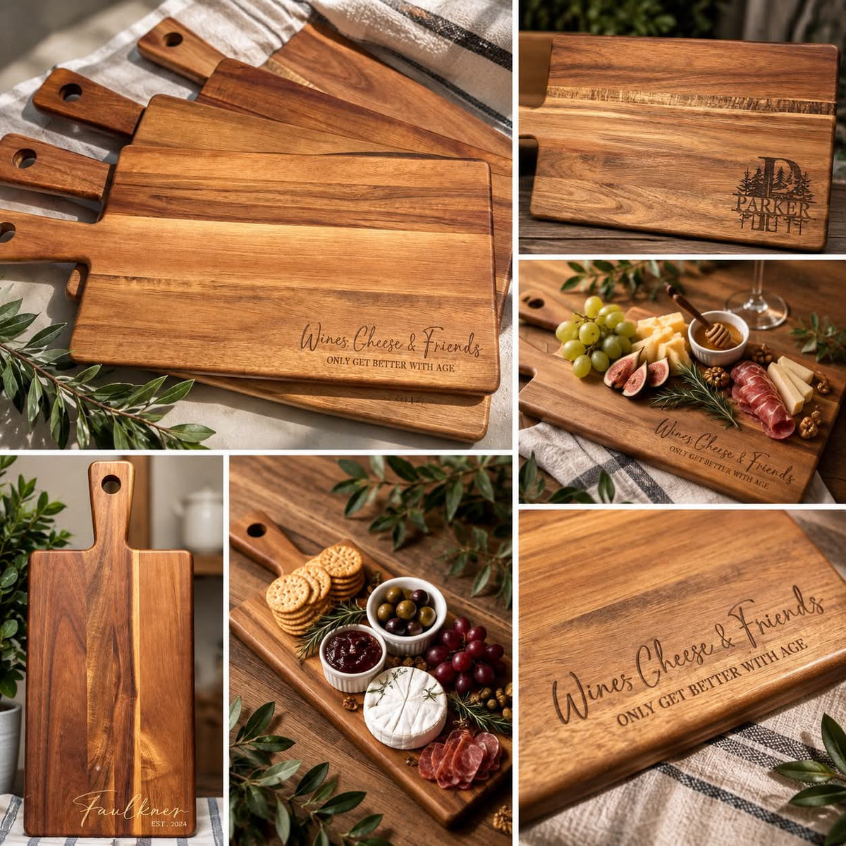 Engraved Acacia Charcuterie Board - Personalized