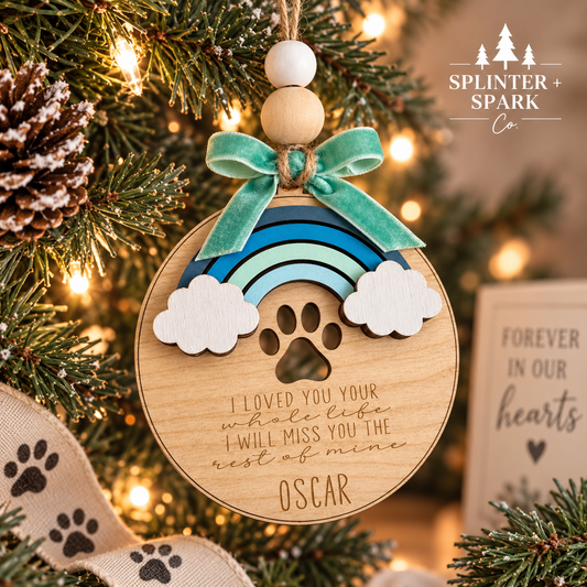 Rainbow Bridge Memorial Ornament - Personalized Pet Keepsake