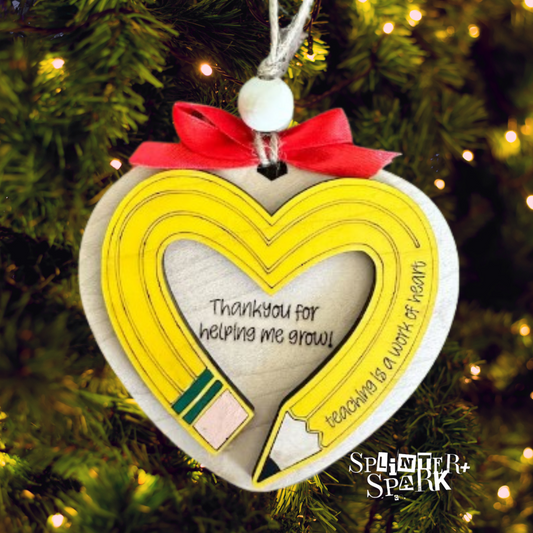 Teaching is a Work of Heart - Tree Ornament