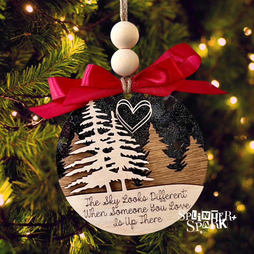 The Sky Looks Different Memorial Tree Ornament - Acrylic Backer for Extra WOW!