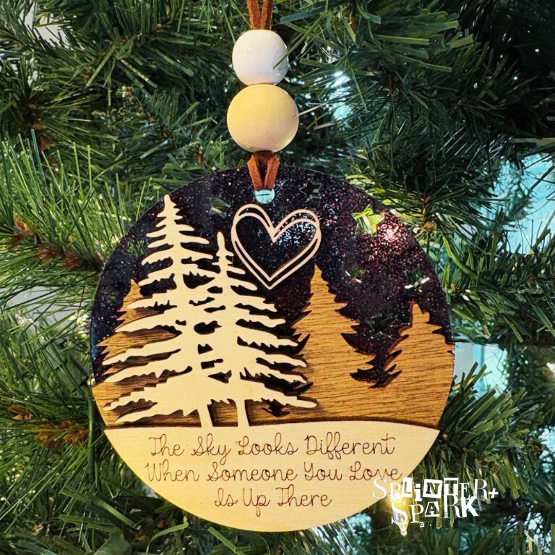 The Sky Looks Different Memorial Tree Ornament - Acrylic Backer for Extra WOW!