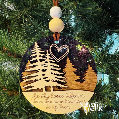 The Sky Looks Different Memorial Tree Ornament - Acrylic Backer for Extra WOW!