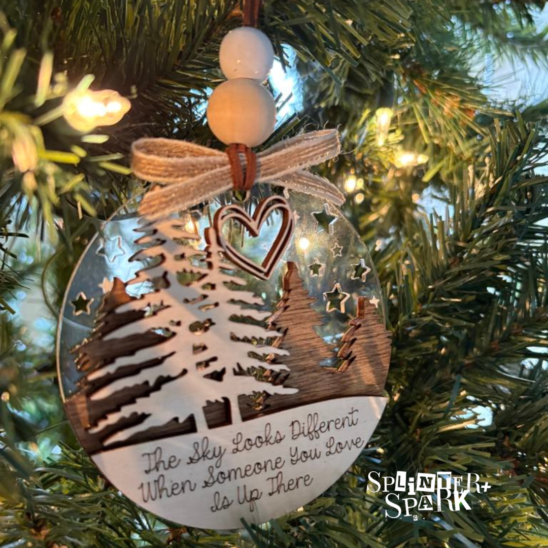 The Sky Looks Different Memorial Tree Ornament - Acrylic Backer for Extra WOW!