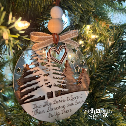 The Sky Looks Different Memorial Tree Ornament - Acrylic Backer for Extra WOW!