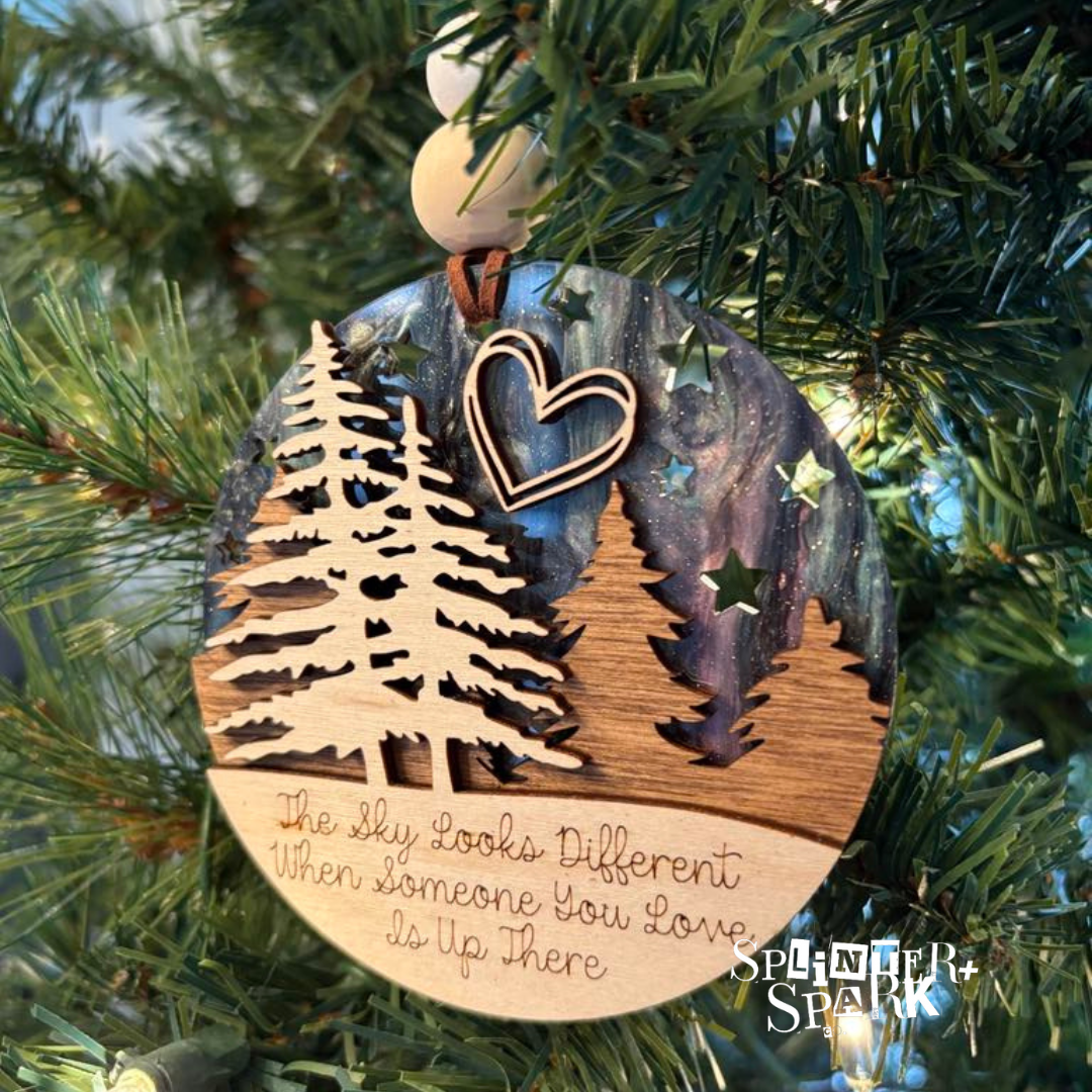 The Sky Looks Different Memorial Tree Ornament - Acrylic Backer for Extra WOW!