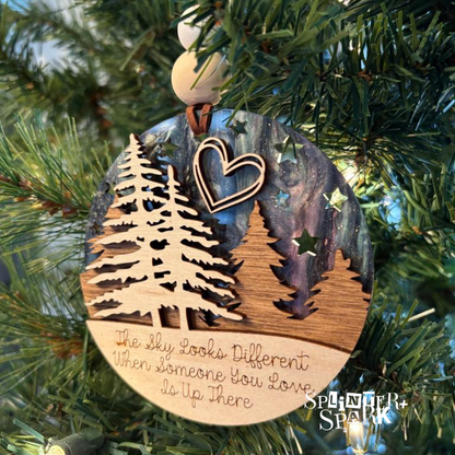 The Sky Looks Different Memorial Tree Ornament - Acrylic Backer for Extra WOW!