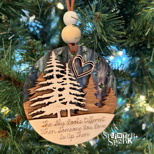 The Sky Looks Different Memorial Tree Ornament - Acrylic Backer for Extra WOW!